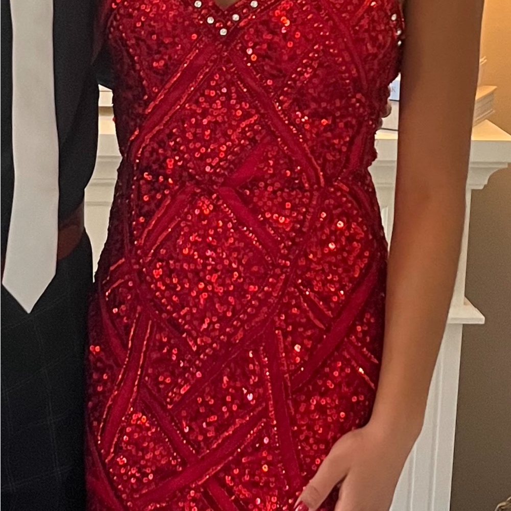Red Sequin Homecoming / Cocktail Dress - Deja Vu Boutique